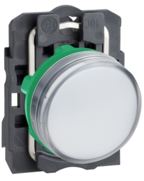 Luz Piloto LED marca Schneider Electric Serie Harmony XB5; Color Blanco Diámetro 22mm Bobina 110VAC