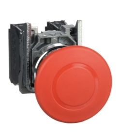 Pulsador de Parada de Emergencia marca Schneider Electric Serie Harmony XB4; Seta 40mm, con enclave mecánico, reset Pulsar-tirar. Contactos 1NO Contactos 1NC 