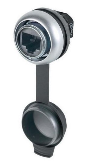 M22-RJ45-SA - Interfaz de mamparo, conector RJ45, 8/8, cat. 5e, bisel: titanio