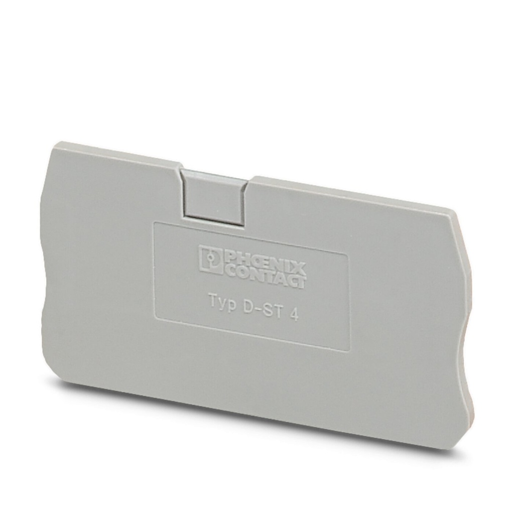 Tapa Final marca PHOENIX CONTACT Serie D-ST 4; Medidas 55.9x2.2x29mm Color Gris PAQUETE 10 UNIDADES