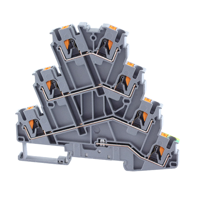 Bornera 2.5mm² interfaz p/motores marca PHOENIX Serie PT; Calibre 26-12AWG Nivel 4 Conexión push in. PT 2.5-PE/3L