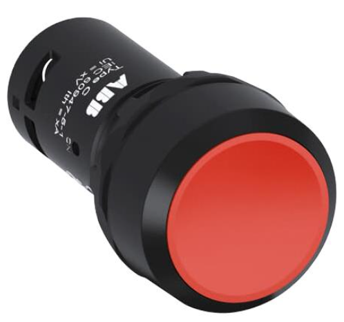 Pulsador marca ABB Serie MP4; Color Rojo No Iluminado Sostenido Diámetro 22mm sin bloque de contacto