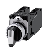 Selector marca Siemens Serie SIRIUS ACT; Color Blanco Iluminado momentáneo posiciones 3, AC/DC, Diámetro 22mm Contacto Aux 2NO Contacto Aux 2NC