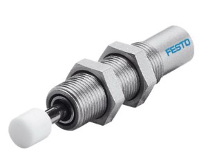 Amortiguador autoajustable Festo 160272 Serie YSR-C, fuerza de 300 N, vástago de 3 mm de diámetro, cilindro M10 x 1 de diámetro, carrera en L de 5 mm, aleación de acero.
