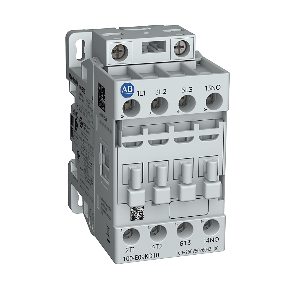 100-E09KJ10 Contactor Marca Allen Bradley 100-E09KJ10 100-E09 Contactor de 3 polos, 1NC, 9A, bobina 24-60VAC/DC