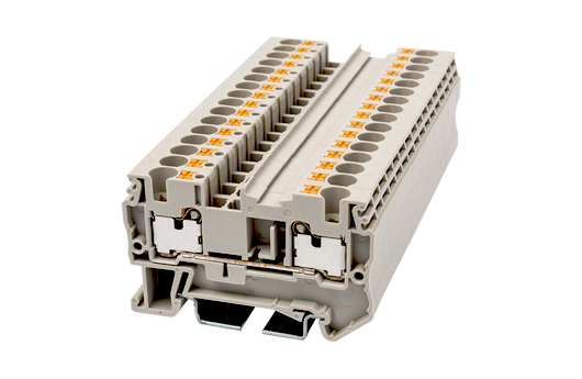 Bornera de Conexión Montaje en  Riel Din , 24~10 AWGDiseño Push-In 4mm² 600V, 30A ,Gris