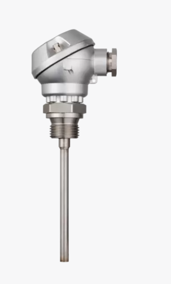 Sensor de temperatura - Sonda RTD con Cabezote forma J marca JUMO Serie 902030/10; Tipo Pt100 - 3 hilos Rango -50 a 400°C Diámetro D 6mm Longitud Insercion 100mm/4" conexión Rosca G1/2"