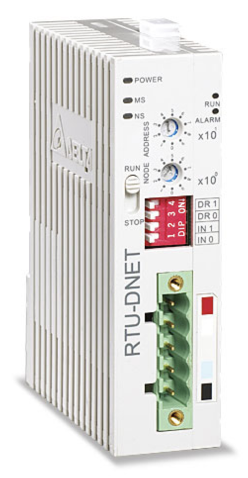 Módulo de control remoto para conexión con DVP-S IO/AI/AO, basado en DeviceNet; Voltaje de la red: 24 VDC (11 a 25 VDC)