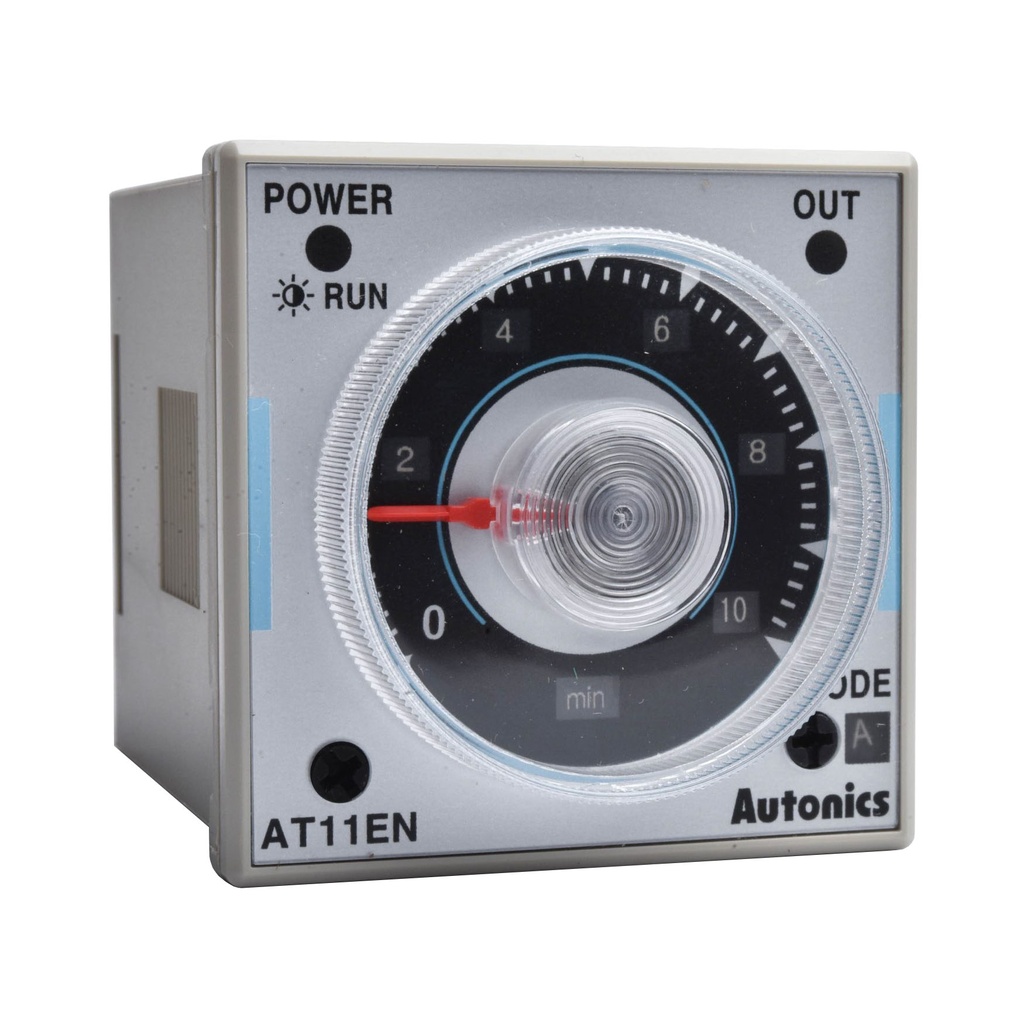 TEMPORIZADOR ANALOGO , Rango 0,05 s - 100Horas, Start - Reset - Inhibit, 6 modos de salidas programable, Salida  2 Reles SPDT, Alimentacion   100-240VAC (50/60Hz) / 24-240VDC. 48X48mm