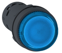 Pulsador marca Schneider Electric Serie Harmony XB7; Color Azul Iluminado Sostenido Diámetro 22mm, 24V