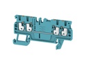 Bornera 1.5mm² doble marca Weidmüller Serie A4C 1.5; Amperaje 17.5A calibre 26-14AWG Nivel 1 Conexión push in, color azul