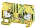 Bornera 6mm² de tierra, marca WEIDMULLER, calibre 22-8AWG, push in, Verde/amarillo. A2C 6 PE