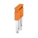 Puente transversal marca WEIDMULLER serie ZQV 16, 76A, Polos: 2, Paso en mm (P): 12mm Aislado: Sí, naranja.