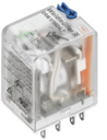 Relé marca WEIDMULLER, serie DRM; Amperaje 5A, Bobina 110VDC, contactos CO 4, Conexión enchufable. (Base 7760056363)