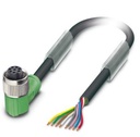 Cable para sensores/actuadores, 8-polos, PUR sin halógenos, negro grisáceo RAL 7021, extremo de cable libre, a Hembra acodado M12, codificación: A, longitud de cable: 3 m