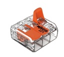 Conector de empalme marca WAGO serie 221; Amperaje 41A, Polos 3, calibre conductores 0.5 - 6 mm² / 20-10 AWG