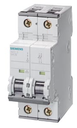 Breaker para Riel Din marca Siemens, 2A, Polos 2, C, 400V 10kA, D=70 mm.