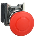 Pulsador de Parada de Emergencia marca Schneider Electric Serie Harmony XB4; Seta 40mm, No Iluminado, con enclave mecánico, reset Pulsar-tirar. Contactos 1NC