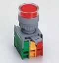 Pulsador marca AUSPICIOUS Serie LXG22; Color Rojo Iluminado, momentáneo, AC/DC, 30mm, Contactos 1NO Contactos 1NC     