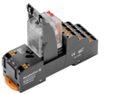 Relé de Control c/base marca Weidmüller Serie DRMKITP; 5A, Bobina 110VAC Contactos CO 4 Salida 250VAC push in   