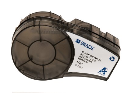 Etiqueta de nailon multiusos Brady Authentic (M21-500-499) para identificación general, marcado de cables y etiquetado de laboratorio, color negro sobre blanco, para impresoras M210, M210-LAB, M211, BMP21-PLUS y BMP21-LAB, 0,5" de ancho x 16' de largo.