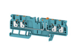 Bornera 2.5mm² marca Weidmüller Serie ADT 2.5; Amperaje 20A Calibre 28-12AWG Nivel 1 Conexión push in, color azul