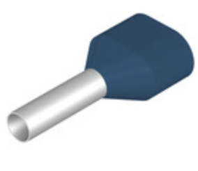 Terminal / Conector Tubular Doble Marca Weidmüller  ; Calibre Cable 14AWG Color Azul Unidades x500      