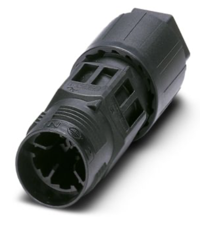 Empalmador de cables QUICKON, negro, 4+PE polos, 1,0 mm2 ... 2,5 mm2 / 690 V / 20 A, para diámetros de cable de 9 mm ... 16 mm; QPD C 4PE2,5 1X9-16 BK