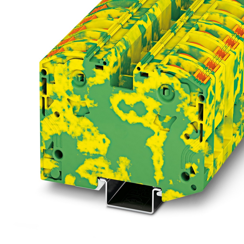 Bornera 35mm² de tierra marca PHOENIX CONTACT Serie PTPOWER; calibre 14-2AWG Nivel 1 Conexión push in. PTPOWER 35-PE   