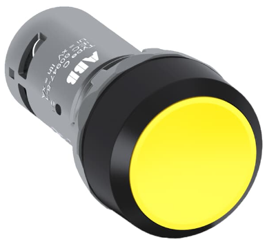 Pulsador marca ABB Serie MP1; Color Amarillo No Iluminado Sostenido Diámetro 22mm sin bloque de contacto