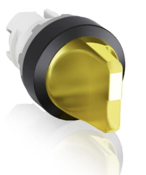 1SFA611200R1103  Interruptor selector M2SS1-11Y 2 posiciones - Momentáneo - Mango corto - Amarillo - Iluminado - Plástico negro - Sin bloque de contactos