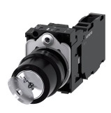 Selector c/Llave marca Siemens Serie SIRIUS ACT; Color Metal posiciones 2 Diámetro 22mm Contacto Aux 1NO Contacto Aux 1NC. (Para cerraduras especiales: SB31, 421, 455) 