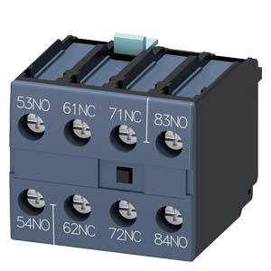 Bloque de contactos auxiliares frontal marca Siemens serie 3RH19 2 NA, 2 NC, bornes de tornillo, para contactores 3RT1