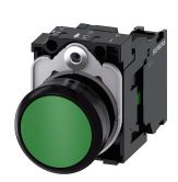 Pulsador marca Siemens Serie SIRIUS ACT; Verde No Iluminado momentáneo Diámetro 22mm Contacto 1NO