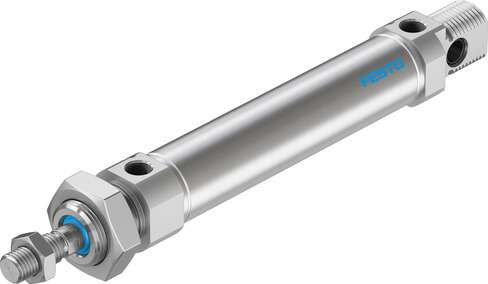 Cilindro neumático Normalizado marca FESTO Serie DSNU; Diámetro pistón 25mm Rango presión 1- 10bar/14.5- 145Psi Carrera 100mm Rosca del Vástago M10x1,25 Acción Doble Efecto    