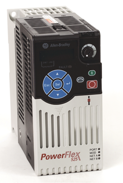 Variador de Frecuencia marca ALLEN BRADLEY serie PowerFlex 525 AC; Alimentación 480VAC Potencia(kW) 0.75kW Potencia(HP) 1HP, corriente 2.3A