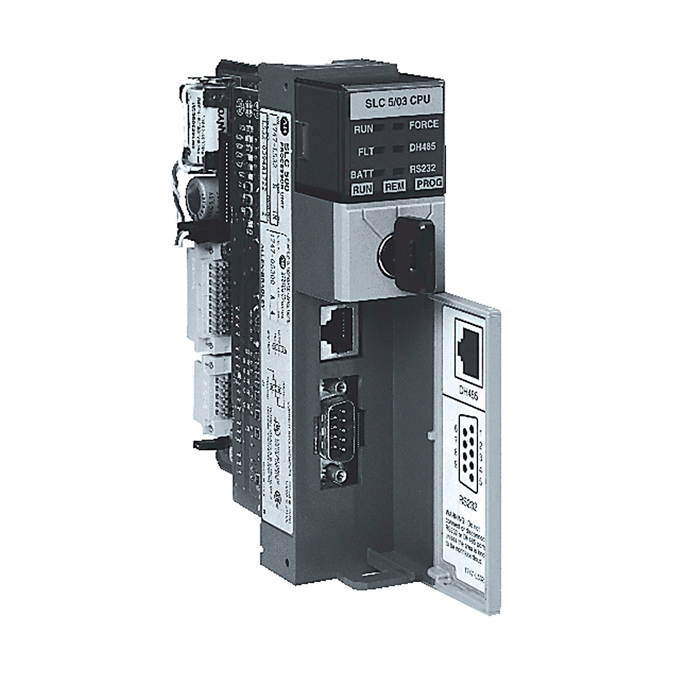 Controlador Logico PLC - SLC 5/03 marca ALLEN BRADLEY Serie 1747; Alimentación 24VDC Puertos de comunicación DH+, RS232       