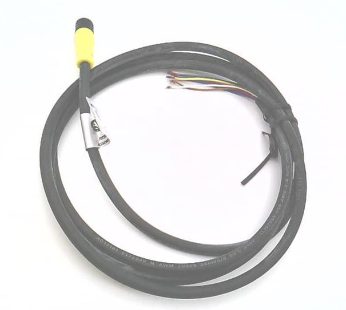 Cable: Micro CC (M12), hembra, recto, 8 pines, cable de PVC, negro, sin blindaje, con código de color IEC, sin conector, 2 metros (6,56 pies), 24 AWG