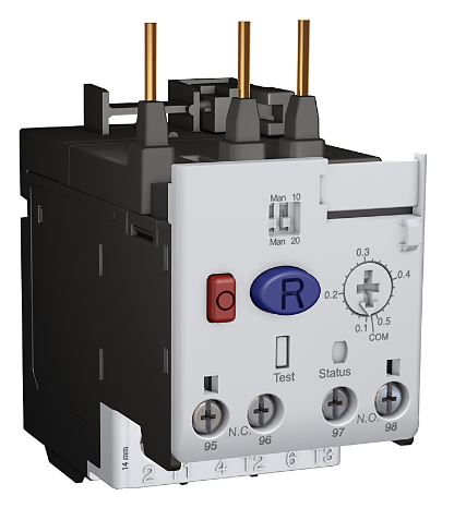 193-1EECB IEC Overload Relay, Electronic, Selectable Trip Class 10-20, Manual Reset, 1-5 A, 1 Normally Open Contact and 1 Normally Closed Contact, Mounts to 100-C09 to 100-C23 Contactor