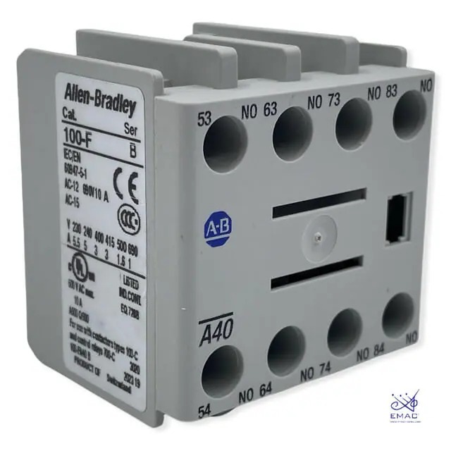 Contacto auxiliar Allen Bradley 100F, montaje: frontal, terminal: roscado, 4 NA, 10 A