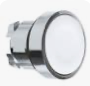 Cabezal de pulsador marca Schneider, Ø 22mm - color blanco, momentáneo, rasante.