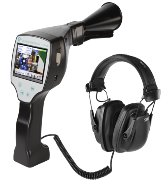 LD 510 SET incluye trompeta acustica, con camara integrada, entrada adicional para sensor, 100 tags, Medidor Laser, Maletin, Auriculares, Adapatador AC, Tubo de fugas de enfoque, faja soporte.