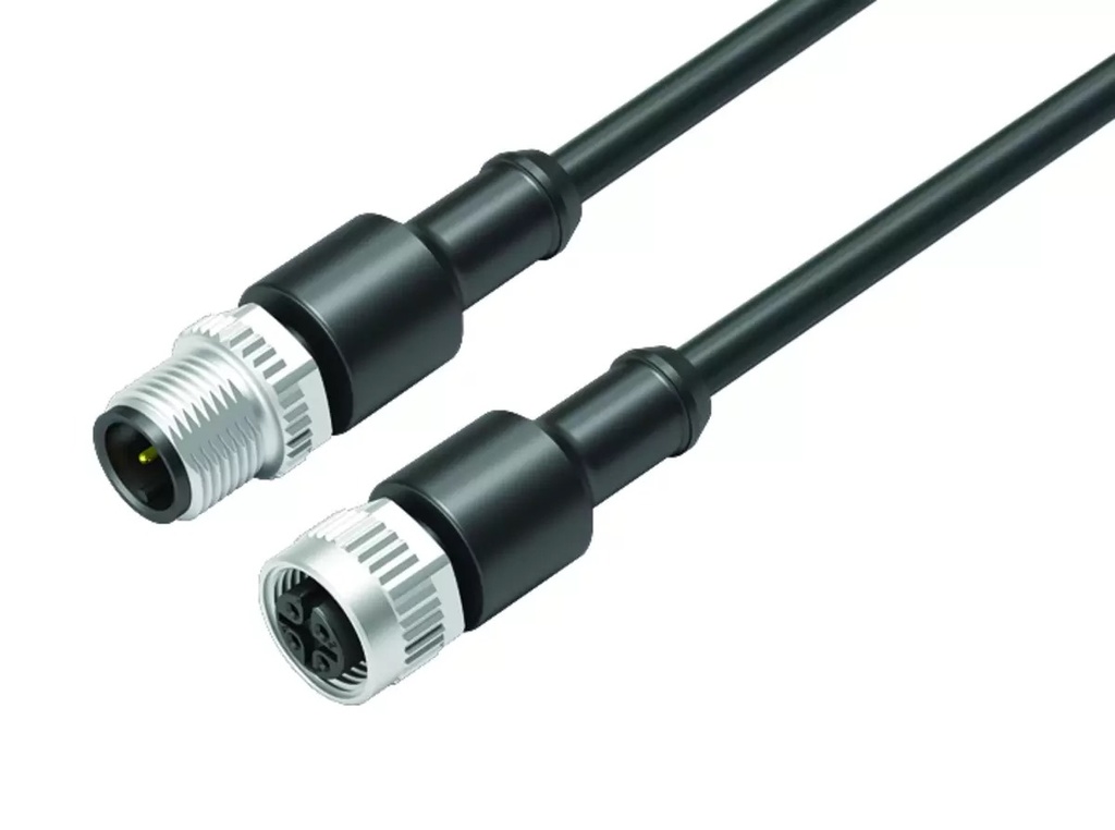 Cable Conector Axial para sensores marca Datalogic Serie CS; Conector Tipo M12-M/M12-F Pines 4 Longitud 3M 