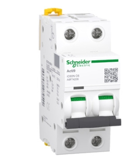 Breaker para Riel Din marca Schneider Electric Serie Acti9; Amperaje 6A Polos 2 Curva C
