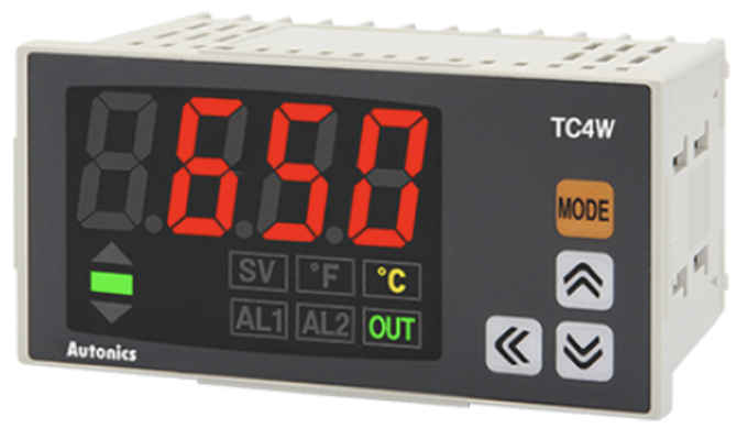 Control de Temperatura, 4 Digitos, Entrada: Termocuplas J - K, Pt-100, Modos de Control ON-OFF, Proporcional, PID, PD, PI,  Salida  Rele / SSR, 1 Evento de salida NA, Alimentacion   100-240 VAC. W96 X H48 x L64,5 mm