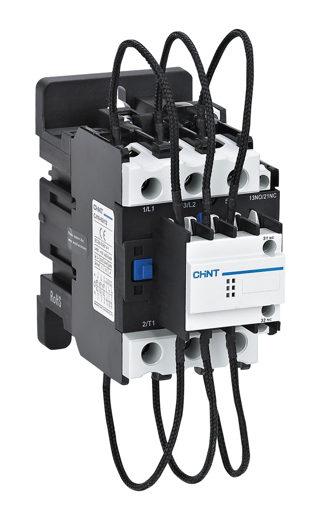 Contactor para Capacitor CHINT serie CJ19; Amperaje 63A Bobina 110VAC + 2NO+1NC