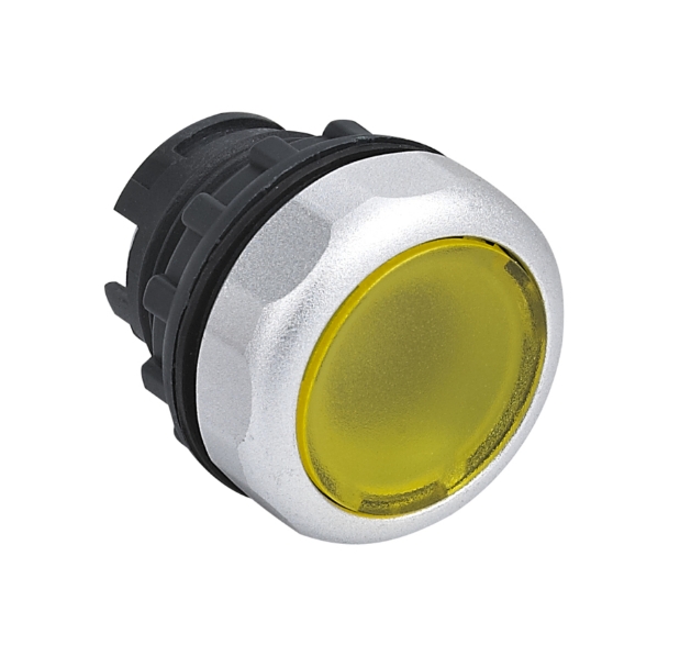 Cabeza pulsador luminoso rasante amarillo (SIN cuerpo, contactos ni bloque LED)