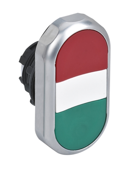 Cabeza pulsador doble rasante (verde + rojo) (SIN cuerpo ni contactos)