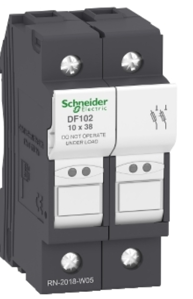 Portafusible marca Schneider Electric Serie TeSys DF; Amperaje 32A Polos 2 Fusible 10x38mm 
