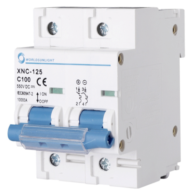 Breaker para riel DIN marca GENERICO serie DC; Polos 2, MCB 125A, 250/500VDC. SOLAR PV MCB